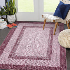 GARVEE Boho Washable Rug 8x10 - Modern Braided, Non-Slip, Low Pile, Polyester, Non-Shedding, Ideal for Living Room, Bedroom, Office