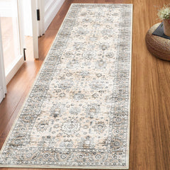 GARVEE Runner Rug 2x6 Vintage Distressed Floor Cover Machine Washable Hallway Runner Rug Non-Slip Boho Tribal Long Runner Rug Oriental Accent Runner Carpet for Kitchen Living Room Bedroom, Beige