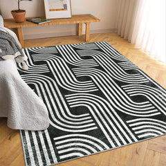 GARVEE Machine Washable 5x7 Area Rug with Modern Arch Pattern, Non-Slip 100% Polyester Carpet for Living Room, Bedroom, Nursery, Dining Room, Black