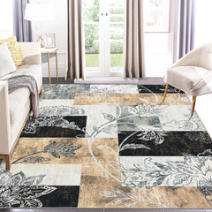 GARVEE Area Rug 6x9 Abstract Rug Machine Washable Area Rug Non Slip Non Shedding Distressed Throw Rug Low Pile Indoor Carpet for Bedroom Living Room, Grey