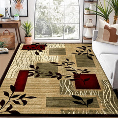 GARVEE Extra Large Area Rug 9x12 Bohemian Area Rug Plush Thick Rug Geometric Floral Rug Thick Durable Stain-Resistant Rug Low Pile Dining Office Mat Non-Shedding Carpet,9x12