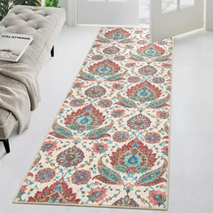 GARVEE Runner Rug 2x6 Paisley Area Rug Entryway Runners Anti-Slip Vintage Distressed Floor Carpet Low Pile Soft Hallway Runner Rug Ultra-Thin Retro Accent Rug Runner for Kitchen Laundry Multi