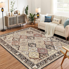 GARVEE Moroccan Trellis Area Rug 9x12 for Living Room, Washable Ultra-thin Soft Rugs 9x12 for Bedroom, 9x12 Large Non-slip Non Shedding Carpet for Dining Room Office, Brown