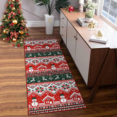 GARVEE Runner Rug 2x6 Christmas Printed Rug for Bedroom Washable Rugs for Entryway Geometric Xmas Decorative Office Carpet Non Slip Kitchen Rug Low Pile Neutral Soft Nursery Rug Green and Red