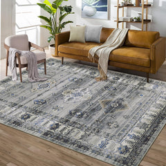 GARVEE Washable Area Rugs 4x6 Rug Vintage Grey Rug Kitchen Throw Rugs Oriental Rug Foldable Thin Rug Distressed Bohemian Print Indoor Mat for Bedroom Living Room Dining Room 4'x6'