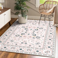 GARVEE Area Rug 2x3 Door Mat Washable Indoor Area Rug Vintage Rug Area Rug Distressed Medallion Area Rug Non Slip Boho Floor Carpet for Living Room Bedroom Kitchen Home Office, Pink/Blue