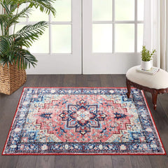 GARVEE Boho Vintage Medallion Area Rug - 2x3 Washable Floral Print Rug, Easy-Cleaning, Low-Pile, Non-Shedding, Non-Slip Soft Accent Carpet for Dining Room, Home Office, Bedroom, Entryway