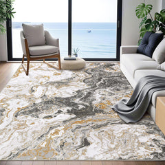 GARVEE Marble Abstract Area Rug, Modern Marble Rugs 6'x9' Luxury Living Room Rugs Boho Area Rug for Bedroom Dinning Room Non Slip Abstract Floor Carpet Indoor, Grey