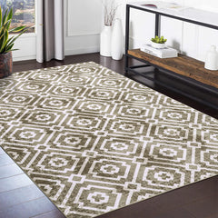 GARVEE Washable Area Rug Modern Geometric Living Room Rug Non-Slip Stain Resistant Contemporary Moroccan Accent Rug Indoor Floor Carpet for Bedroom Entryway Laundry Room, 4' x 6', Taupe