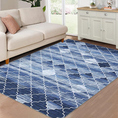 GARVEE Washable Area Rug Modern Moroccan Living Room Rug Non-Slip Stain Resistant Contemporary Geometric Accent Rug Indoor Floor Carpet for Bedroom Entryway Laundry Room, 4' x 6', Navy