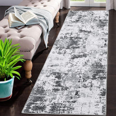 GARVEE Area Rug Living Room 3x5 Modern Abstract Anti-Slip Area Rug Low Pile Distressed Rug Machine Washable Coastal Grey Rugs Floor Mats for Home High Traffic Area - Grey / 2'x6'