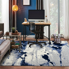 GARVEE Blue 5x8 Area Rugs for Living Room, Luxury Navy Blue Area Rug for Bedroom, Modern Abstract Design, Non Slip