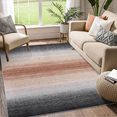 GARVEE 4x6 Bedroom Area Rug Modern Abstract Area Rug Non-Slip Stain Resistant Ombre Rug Machine Washable Contemporary Floor Cover Gradient Accent Carpet Rug for Living Room Kitchen, Grey/Brown