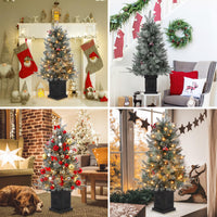 GARVEE 3 Ft Prelit Premium Snow Flocked Artificial Christmas Tree with 8 Mode Warm White Led, Mini Prelit Xmas Pine Tree for Christmas Decoration,Yard,Home,Office,Outdoor,Indoor