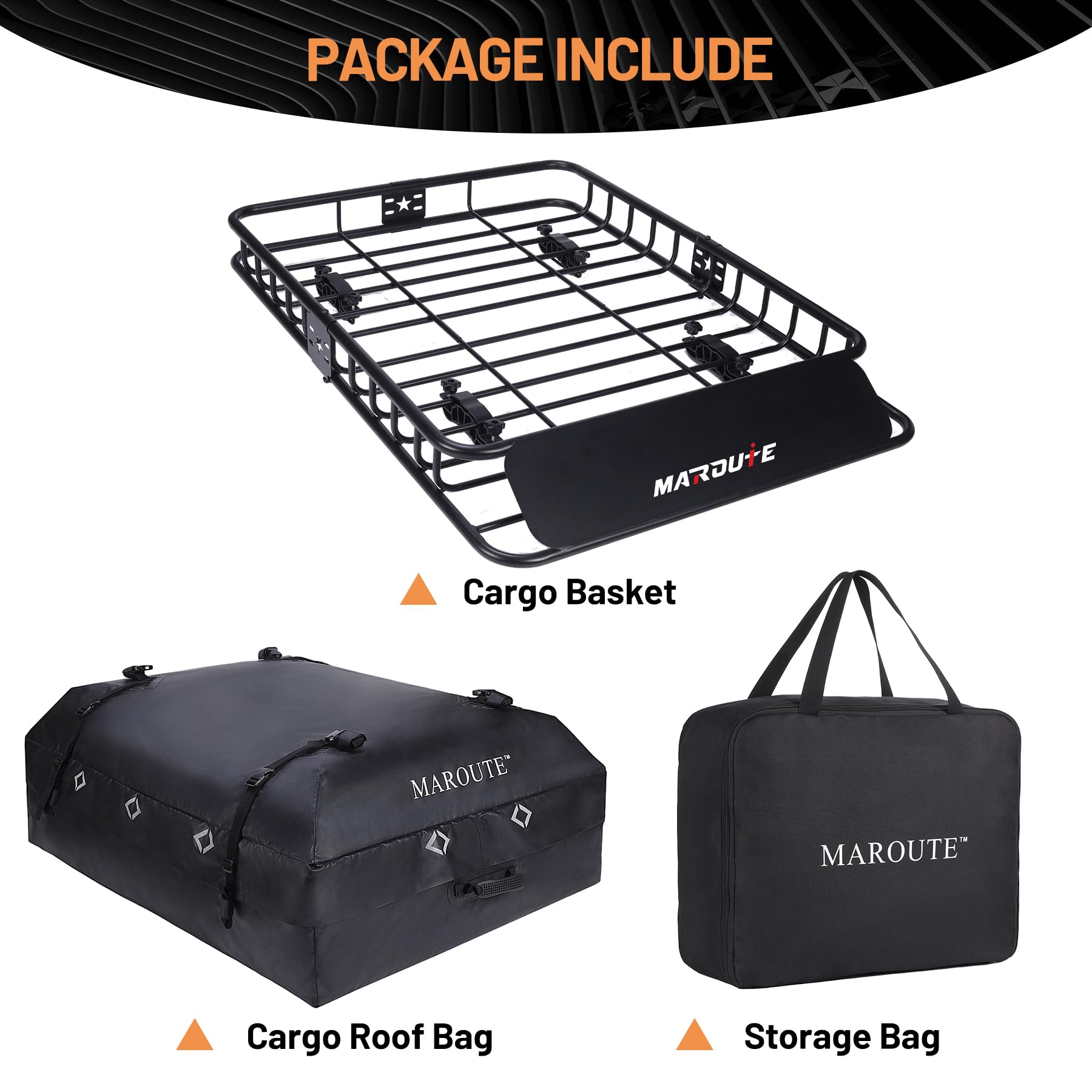 Universal Cargo Carrier Basket 51 x 36 Inch Rooftop Cargo Carrier Basket,200LBS Weight Capacity Car Luggage Holder for SUV,Trucks&Cars (Cargo Rack with Cargo Bag)