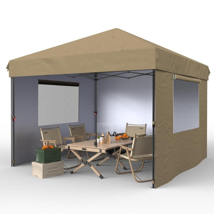 GARVEE 10' x 10' Pop Up Canopy Tent, Outdoor Pop Up Commercial Canopy with 3 Removable Sidewalls, Heavy Duty Commercial Instant Tent for Farmer Market, Craft Fair, Event, Vendor, Khaki
