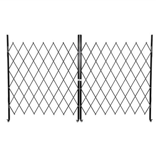 GARVEE Single Folding Security Door, Steel Accordion Gate with Rolling Wheels, 61" H x 71" W, Ideal for Courtyards and Garages