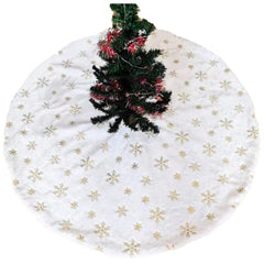 GARVEE 90cm/120cm Christmas Tree Skirt Snowflake Sequin Pattern Thicked Plush Xmas Ornaments for Indoor Outdoor Merry Christmas Holiday Party Decor Gold Sequins 90cm