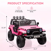 GARVEE 24V 7AH Kids Ride on Truck Car 2 Seater Electric Vehicles for Toddles 2WD/4WD Switchable Battery Powered Cars with Remote Control, 4-Wheeler Suspension, LED Lights, MP3, Back Storage - Pink