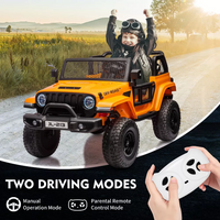 GARVEE 24V 7AH Kids Ride on Truck Car 2 Seater Electric Vehicles for Toddles 2WD/4WD Switchable Battery Powered Cars with Remote Control, 4-Wheeler Suspension, LED Lights, MP3, Back Storage - Orange