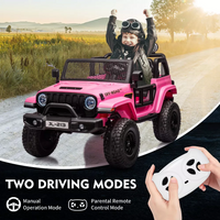 GARVEE 24V 7AH Kids Ride on Truck Car 2 Seater Electric Vehicles for Toddles 2WD/4WD Switchable Battery Powered Cars with Remote Control, 4-Wheeler Suspension, LED Lights, MP3, Back Storage - Pink