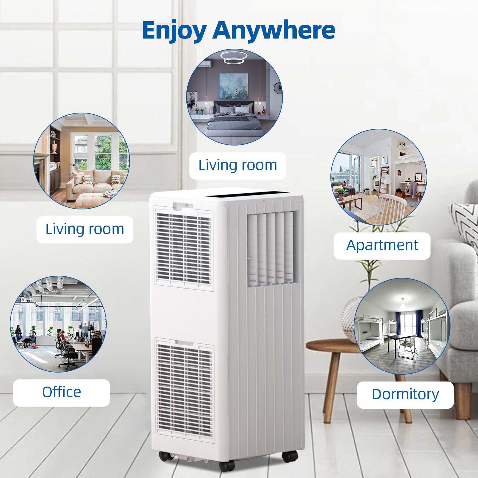 GARVEE 8000 BTU Portable Air Conditioner 3-in-1 Portable Conditioner with Remote Control 2 Speeds Cools Room Up to 350 Sq.Ft - White