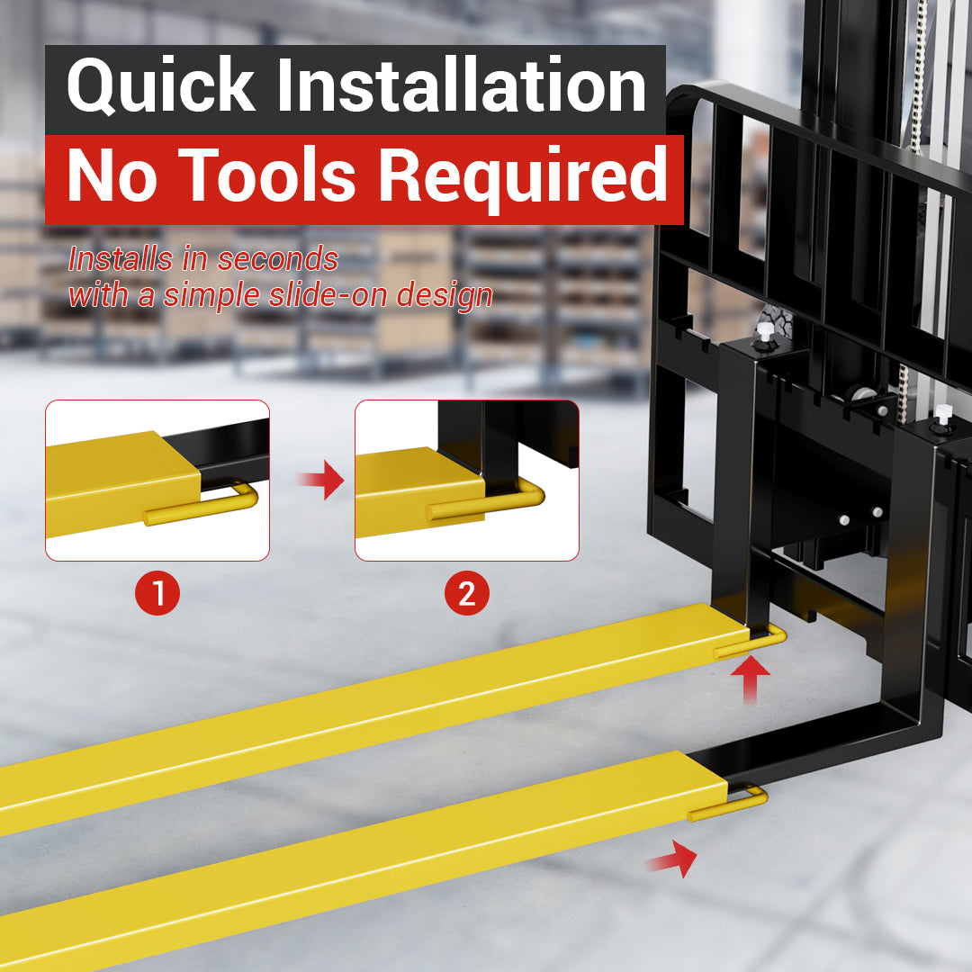 GARVEE 5.5" Width Pallet Fork Extension, 4600 LBS Max Heavy Duty Steel Pallet Extensions for Forklift Truck - Yellow / 72x5.5 inch