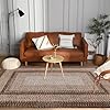 GARVEE Washable Rug 10x13 Large Area Rugs for Living Room Boho Braided Printed Rugs Bedroom Aesthetic Minimalist Rug Non Slip Accent Rug Low Pile Non-Shedding Throw Carpet Foldable Thin Rug Brown