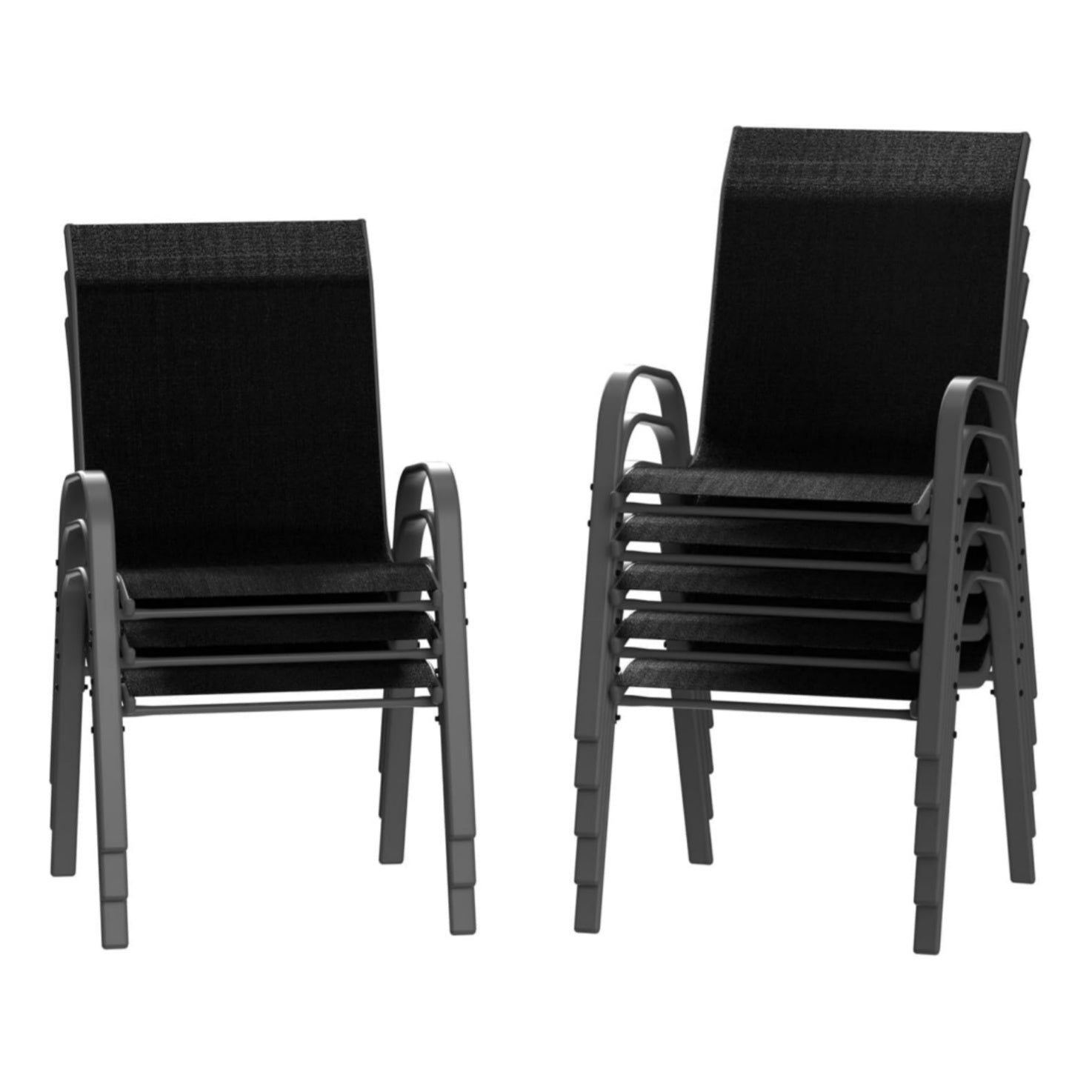 GARVEE Patio Stackable Chairs Set of 4, Outdoor Stacking Dining Chairs with Breathable Textilene Fabric & Metal Frame for Outdoor, Patio, Deck, Backyard, Black