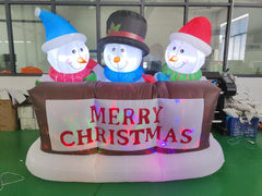 GARVEE 6FT Christmas Inflatables Christmas Yard Decorations With Led Lights, GARVEE Merry Christmas Sign Trio Led Snowman Outdoor Inflatable Christmas Snowman Xmas Blow Up Decor for Holiday Outdoor Decoration