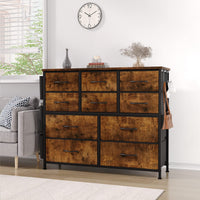 GARVEE Dresser with 10 Drawers, Dressers & Chest of Drawers with Wood Tabletop for Bedroom Living Room Entryway - Rustic Brown