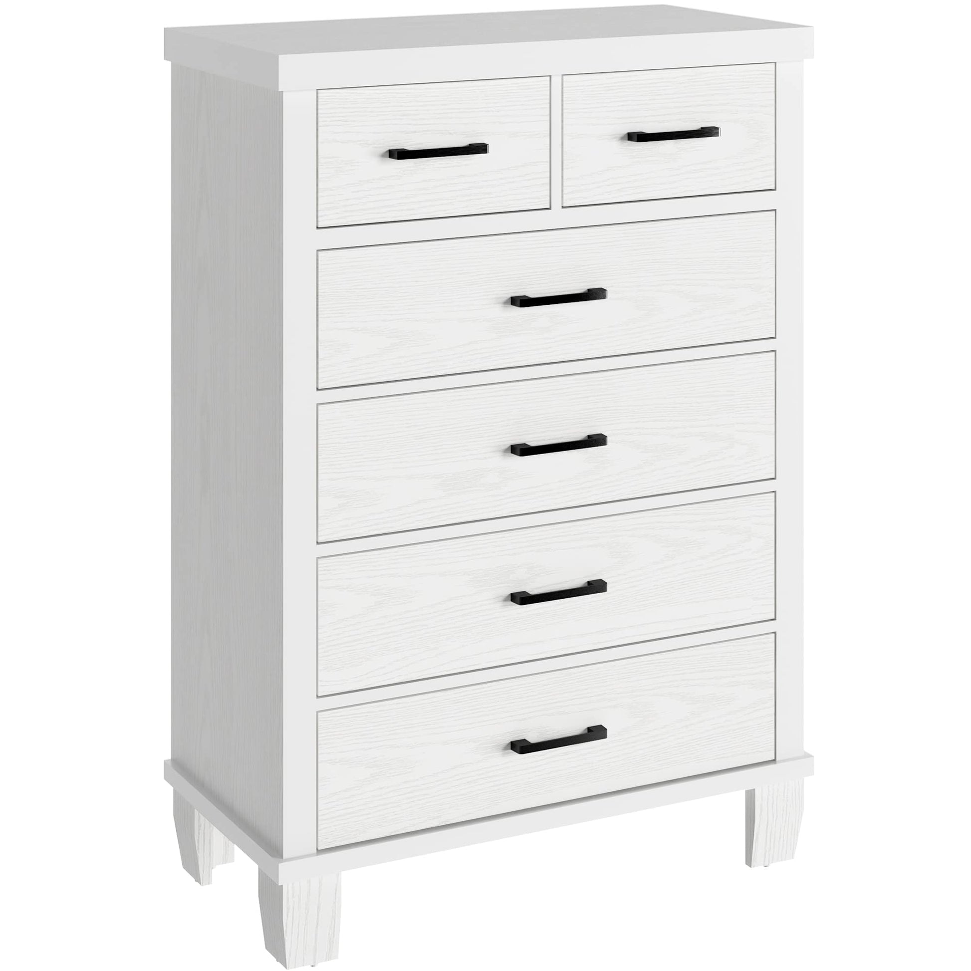 GARVEE 6 Drawer Dresser with Metal Handles, White Chest of Drawers Closet Organizers and Storage Clothes, Wood Drawer Dresser for Closet, Living Room, Hallway, Kids Room - White