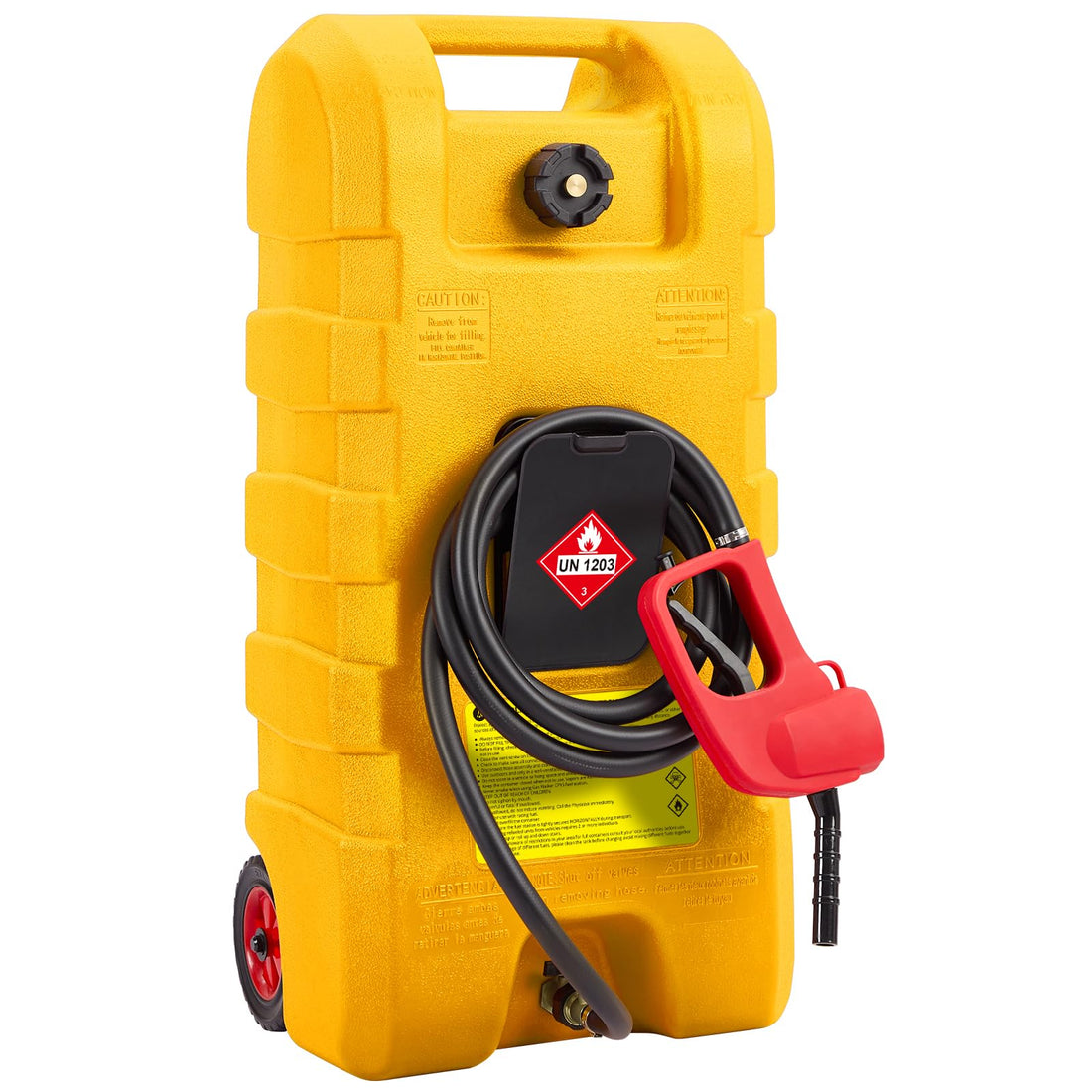 GARVEE 15 Gallon Fuel Caddy, Portable gas tank, 10-ft hose, siphon pump, 7.5 L/min manual nozzle, diesel/gasoline tank, yellow