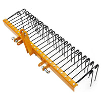 GARVEE Pine Straw Rake 60 Inch , 6mm Rake Needle, 26 Coil Spring Tines Durable Powder Coated Steel Tow Behind Landscape Rake with 3 Point Hitch Receiver Attachment Fit to Cat0 Cat 1 Tractors for Leaves Grass, Yellow