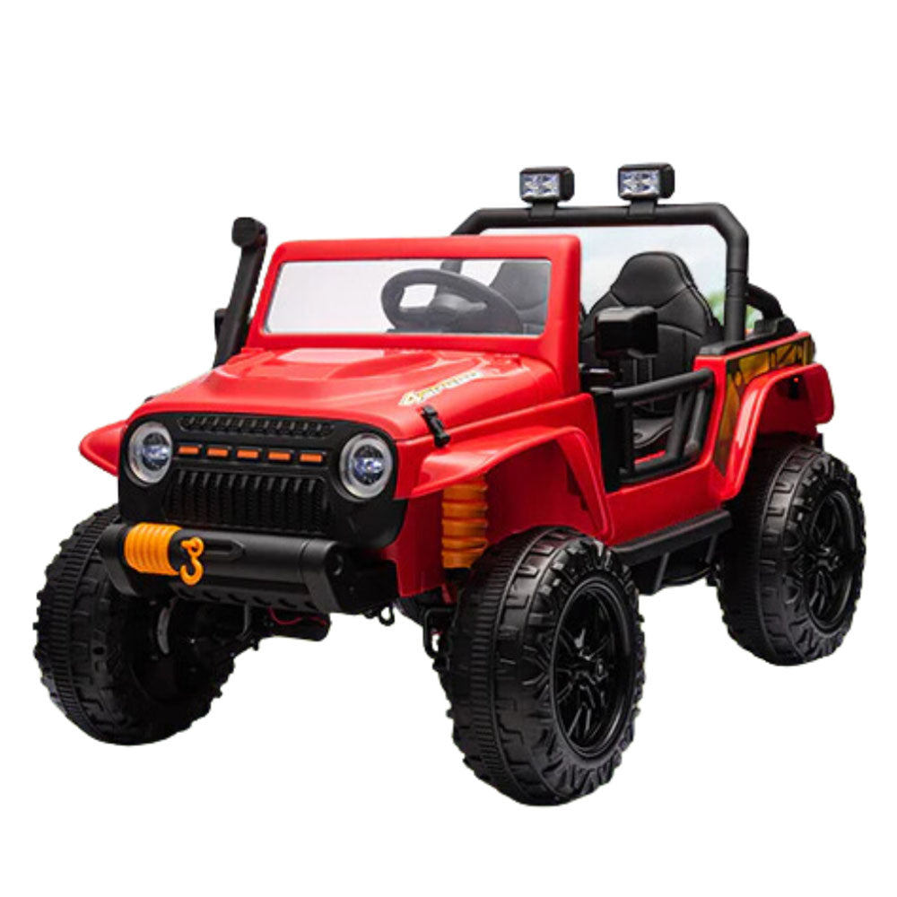 GARVEE 24V Kids 2 Seater Ride On Truck Car Electric Vehicles w/Remote Control, 4-Wheeler Suspension, 4x55W Powerful Engine, 4WD Battery Powered, LED Lights, Soft Braking - Red