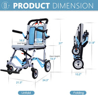 GARVEE Ultra Lightweight Elderly Transport Wheelchair Weighs Portable Lightweight Folding Transport Chair, with Locking Handbrake, Removable Flip Armrests, Swinging Footrests