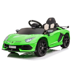 GARVEE Ride on Car for Kids 12V Licensed Lamborghini Electric Vehicles Battery Powered Sports Car with Control, 2 Speeds, Sound System, LED Headlights and Hydraulic Doors - Green