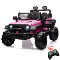 GARVEE 2 Seats Battery Powered Electric Truck with Remote Control, 24V Kids Ride on Toy with 20inch Extra Width Seat for 3-8 Years Kids, Pink