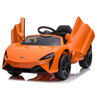 GARVEE 12V Kids Ride on Car, Licensed Mclaren Battery Powered Electric Car with Remote Control, 3 Speeds, Bluetooth Music, Horn, LED Lights, 4-Wheel Ride on Toys - Orange