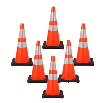 GARVEE 6 Pack 28 inch Traffic Safety Cones, PVC Safety Traffic Cone with Reflective Collar, Orange Traffic Cones for Traffic Control, Driving Training, Parking Lots