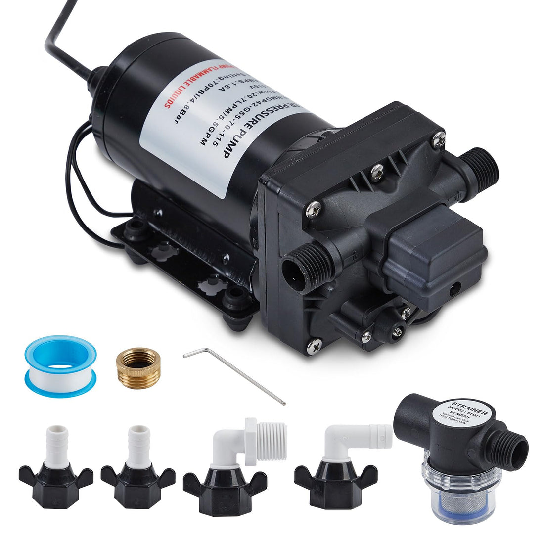 GARVEE Water Pressure Booster Pump 115V AC 5GPM 55PSI On Demand Water Diaphragm Pump with 125Ft Head Lift, Self-Priming RV Fresh Water Pump with Pressure Switch for Home Marine Yacht Garden Hose