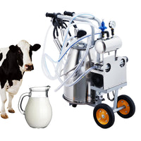 GARVEE 25L Portable Cow Milking Machine, Electric Milking Machine with 304 Stainless Steel Bucket, Automatic Pulsation Vacuum Milker with Food-Grade Silicone Cups and Tubes, for Cows and Goats