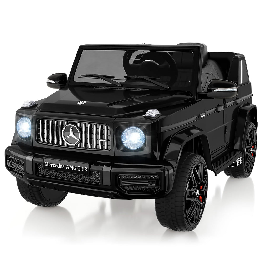 GARVEE 12V Kids Ride on Car, Licensed Mercedes Benz G63 Electric Car w/Remote Control, Music, Spring Suspension, LED Light, Bluetooth, Horn, AUX, Safety Lock Battery Powered Electric Vehicle - Black