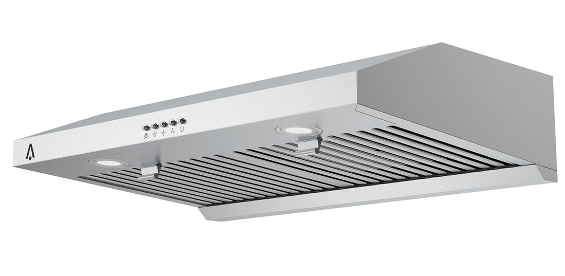 Range Hood 30 inch, 400 CFM Under Cabinet Range Hood with Strong Suction, Stainless Steel Kitchen Hood with 3-Speed Exhaust Fan and Two Bright LED Lights