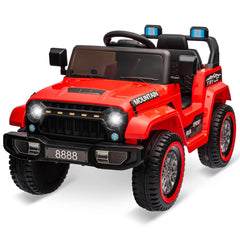 GARVEE 12V Kids Ride-On Truck, Remote Control, LED, Music, 3 Speeds - Red