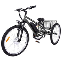 GARVEE 26 Inch Adult 3 Wheel  Electric Tricycle with Basket, Fat Tires,7 Speeds,350W Powerful Motor, 36V 10Ah Removable Battery - Dark Gray