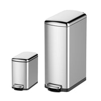 GARVEE  Trash Can Combo Set, 8 Gallon and 1.6 Gallon Stainless Steel Step Trash Can for Office, Kitchen