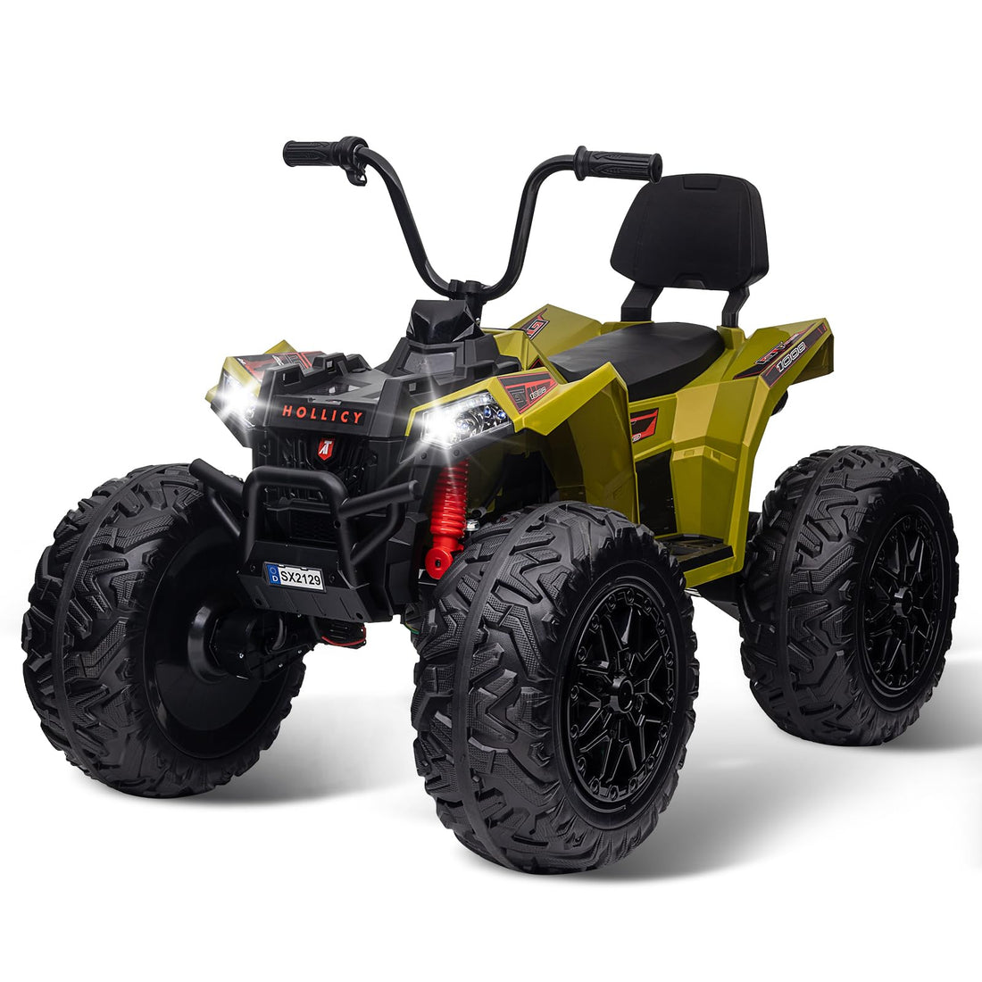 GARVEE 24V Kids ATV, Ride on Car 4WD Quad Electric Vehicle, 4x80W Powerful Engine, with 7AHx2 Large Battery, Accelerator Handle, EVA Tire, Full Metal Suspension, LED Light, Bluetooth&Music - Green