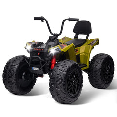 GARVEE 24V Kids ATV, Ride on Car 4WD Quad Electric Vehicle, 4x80W Powerful Engine, with 7AHx2 Large Battery, Accelerator Handle, EVA Tire, Full Metal Suspension, LED Light, Bluetooth&Music - Green