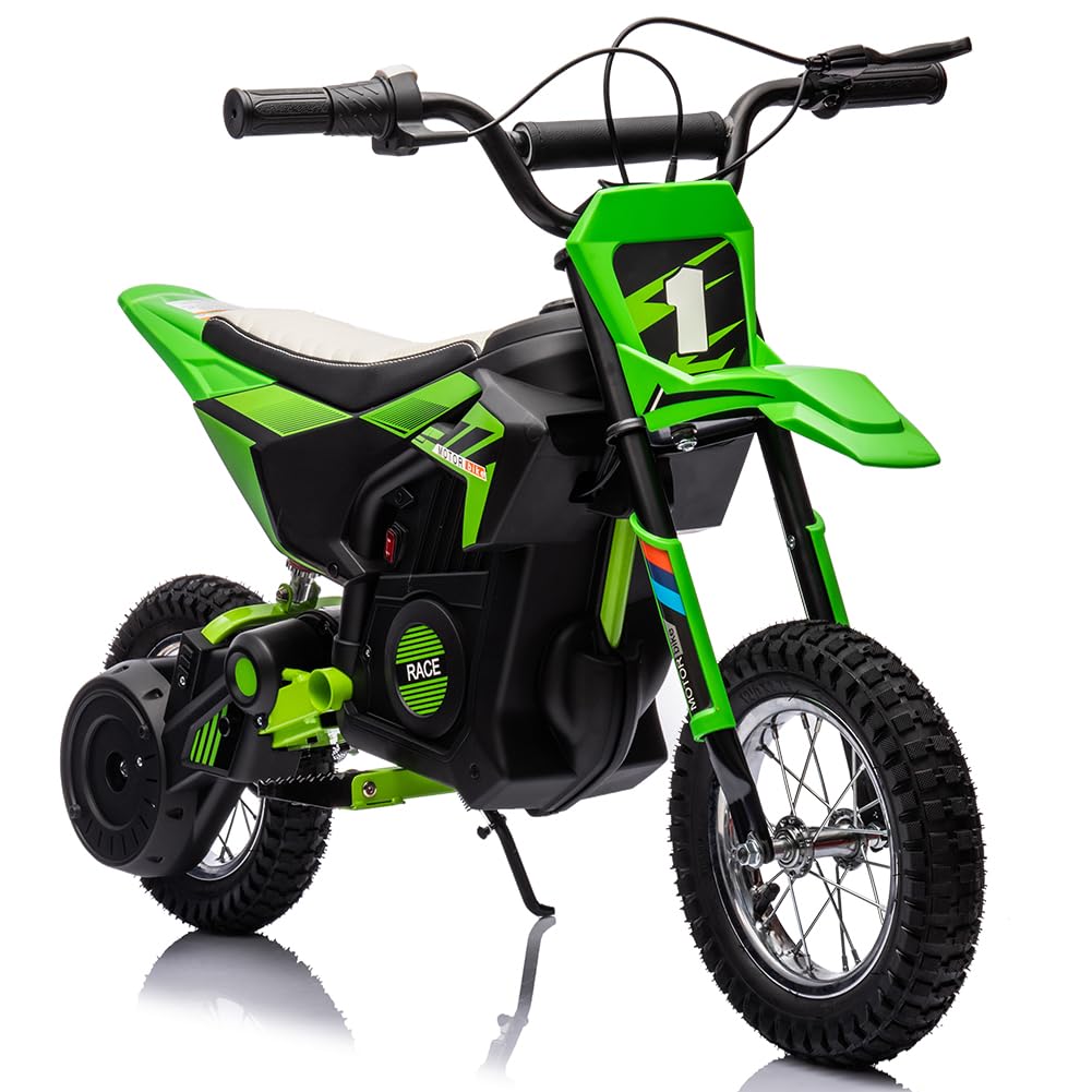 GARVEE 24V 7ah Kids Electric Motocross, 13.6MPH, 250W, Off-Road Ready - Green